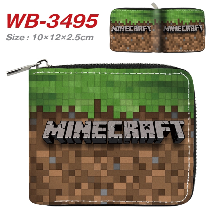 Minecraft Anime Full Color Short All Inclusive Zipper Wallet 10x12x2.5cm WB-3495A