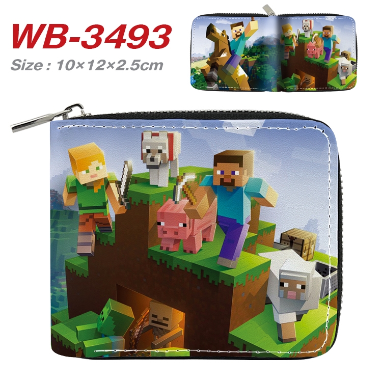 Minecraft Anime Full Color Short All Inclusive Zipper Wallet 10x12x2.5cm WB-3493A