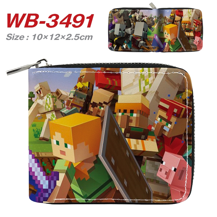 Minecraft Anime Full Color Short All Inclusive Zipper Wallet 10x12x2.5cm  WB-3491A