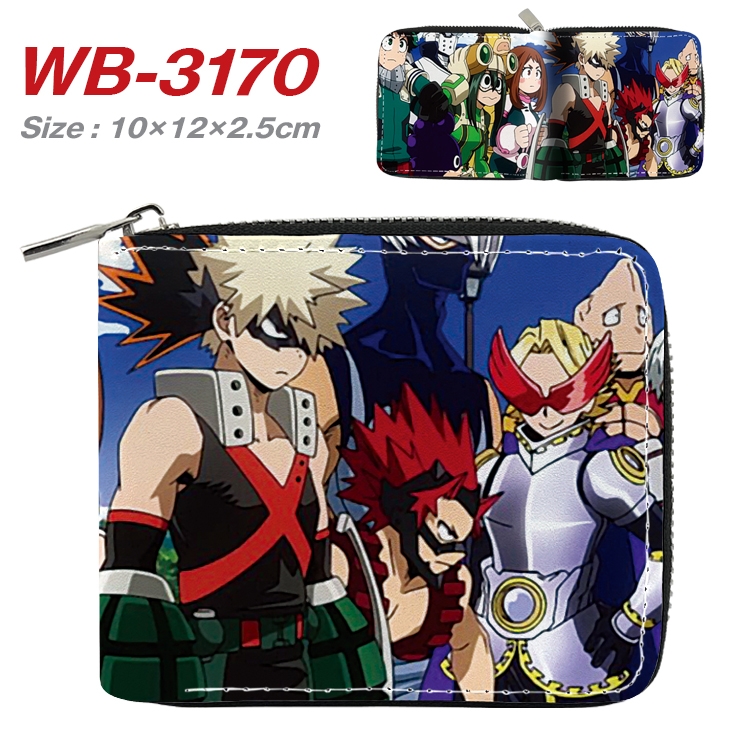 My Hero Academia Anime Full Color Short All Inclusive Zipper Wallet 10x12x2.5cm  WB-3170A