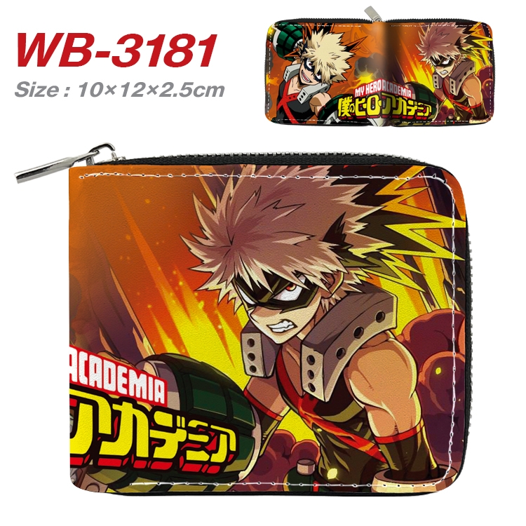 My Hero Academia Anime Full Color Short All Inclusive Zipper Wallet 10x12x2.5cm  WB-3181A