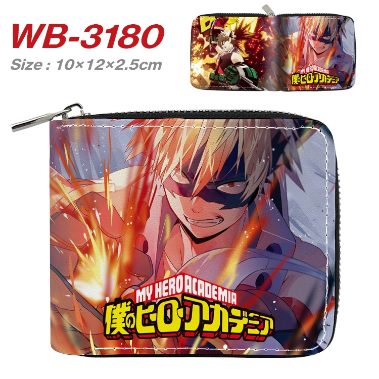 My Hero Academia Anime Full Color Short All Inclusive Zipper Wallet 10x12x2.5cm WB-3180A