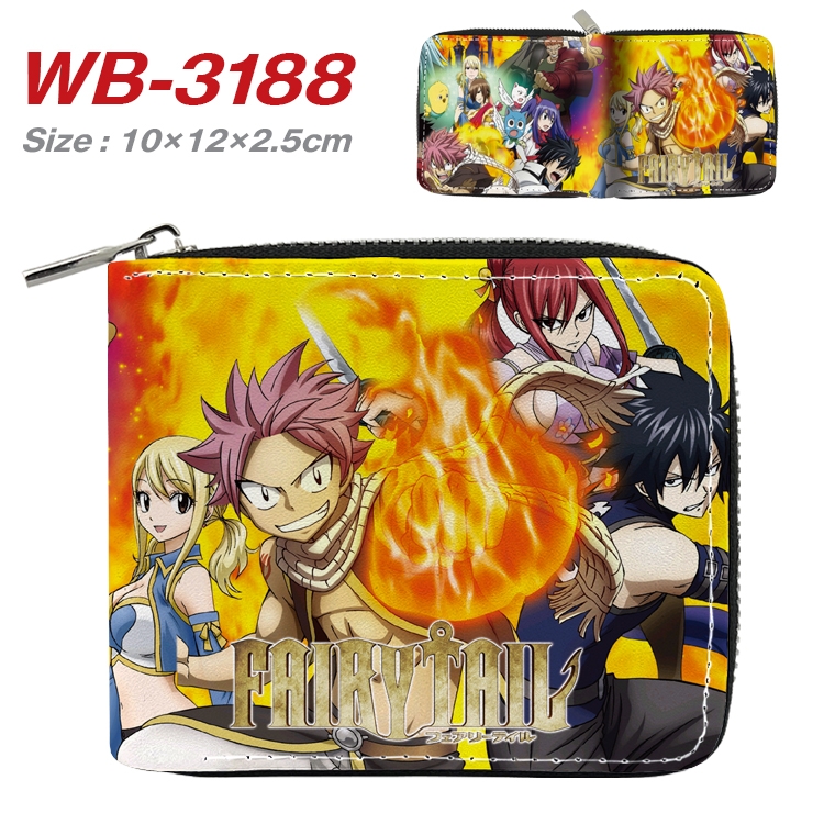 Fairy tail Anime Full Color Short All Inclusive Zipper Wallet 10x12x2.5cm WB-3188A