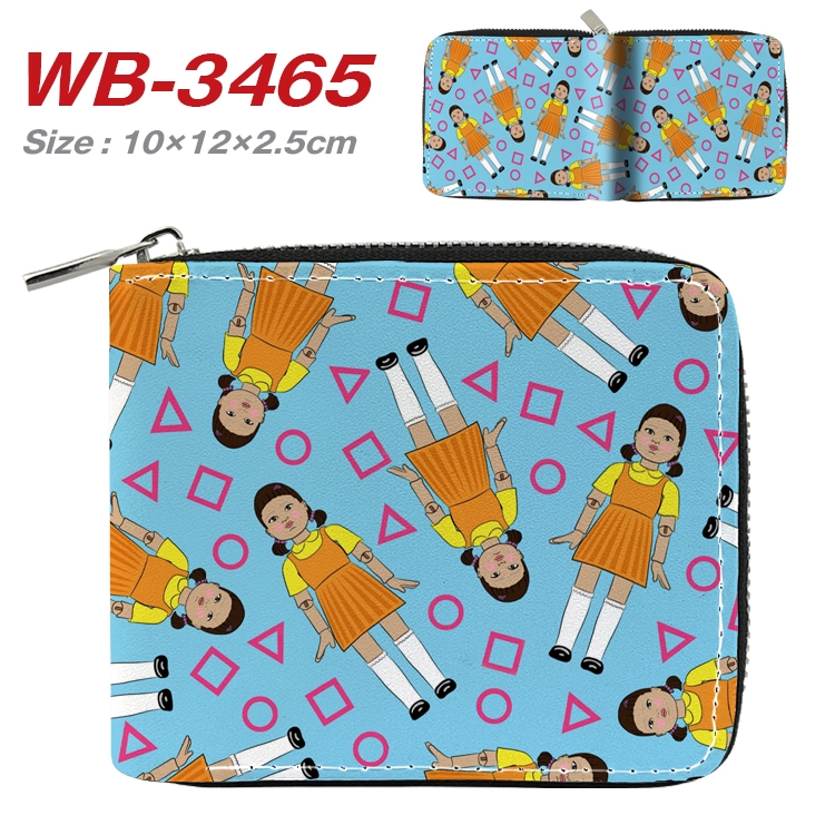 squid game Anime Full Color Short All Inclusive Zipper Wallet 10x12x2.5cm WB-3465A