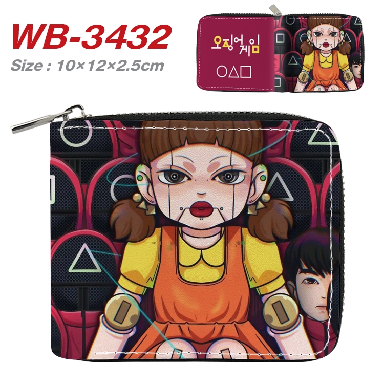 squid game Anime Full Color Short All Inclusive Zipper Wallet 10x12x2.5cm  WB-3432A