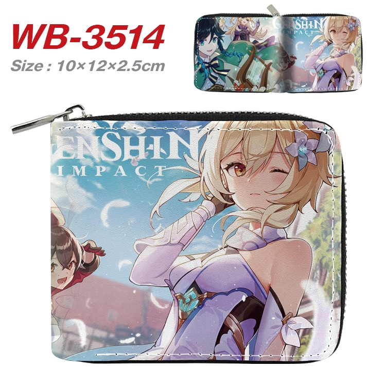 Genshin Impact Anime Full Color Short All Inclusive Zipper Wallet 10x12x2.5cm WB-3514A