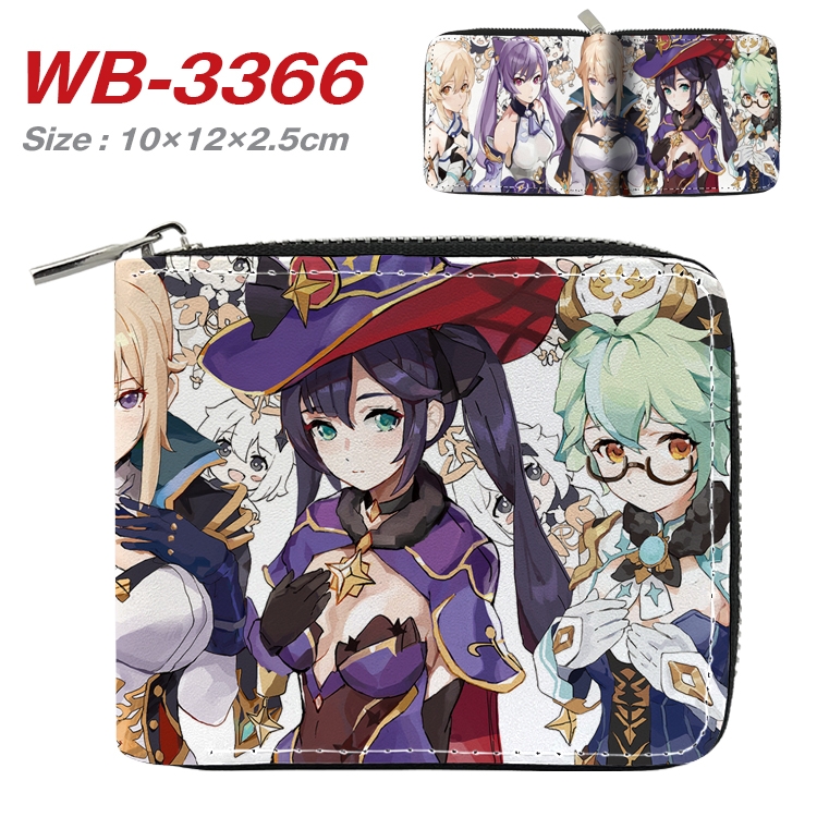 Genshin Impact Anime Full Color Short All Inclusive Zipper Wallet 10x12x2.5cm  WB-3366A