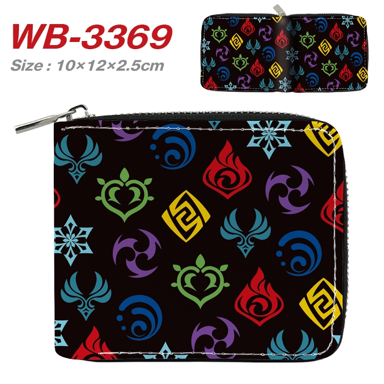 Genshin Impact Anime Full Color Short All Inclusive Zipper Wallet 10x12x2.5cm  WB-3369A