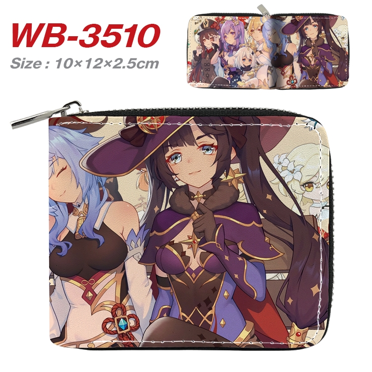 Genshin Impact Anime Full Color Short All Inclusive Zipper Wallet 10x12x2.5cm WB-3510A