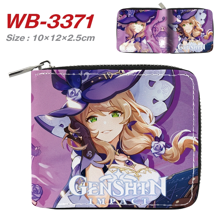 Genshin Impact Anime Full Color Short All Inclusive Zipper Wallet 10x12x2.5cm WB-3371A