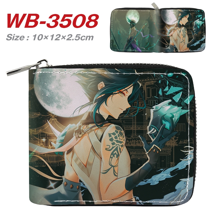 Genshin Impact Anime Full Color Short All Inclusive Zipper Wallet 10x12x2.5cm WB-3508A