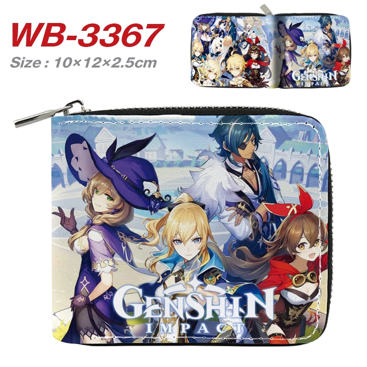 Genshin Impact Anime Full Color Short All Inclusive Zipper Wallet 10x12x2.5cm WB-3367A