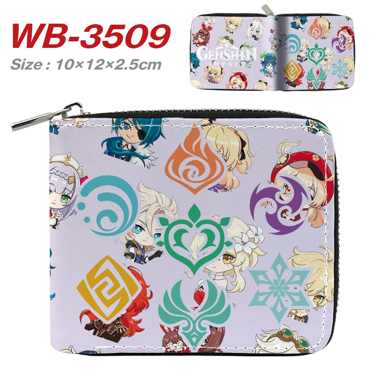 Genshin Impact Anime Full Color Short All Inclusive Zipper Wallet 10x12x2.5cm WB-3509A