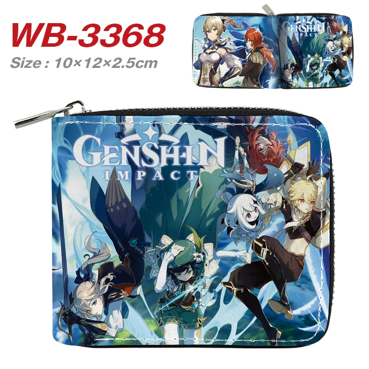 Genshin Impact Anime Full Color Short All Inclusive Zipper Wallet 10x12x2.5cm  WB-3368A