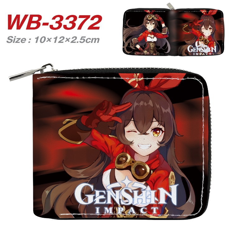 Genshin Impact Anime Full Color Short All Inclusive Zipper Wallet 10x12x2.5cm WB-3372A