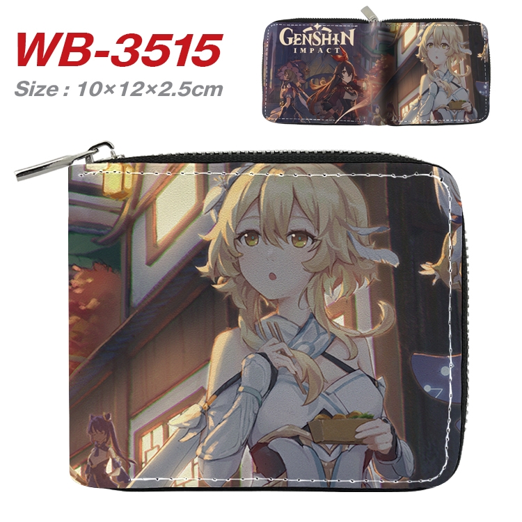 Genshin Impact Anime Full Color Short All Inclusive Zipper Wallet 10x12x2.5cm WB-3515A