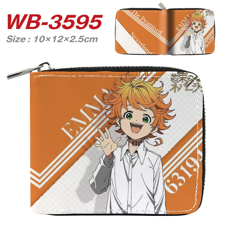 The Promised Neverla Anime Full Color Short All Inclusive Zipper Wallet 10x12x2.5cm WB-3595A