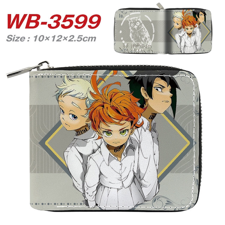 The Promised Neverla Anime Full Color Short All Inclusive Zipper Wallet 10x12x2.5cm  WB-3599A