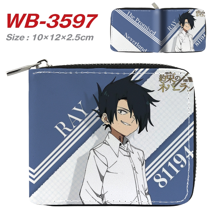 The Promised Neverla Anime Full Color Short All Inclusive Zipper Wallet 10x12x2.5cm  WB-3597A