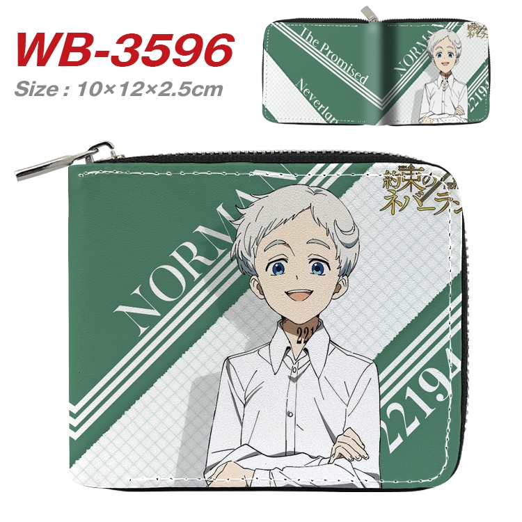 The Promised Neverla Anime Full Color Short All Inclusive Zipper Wallet 10x12x2.5cm WB-3596A