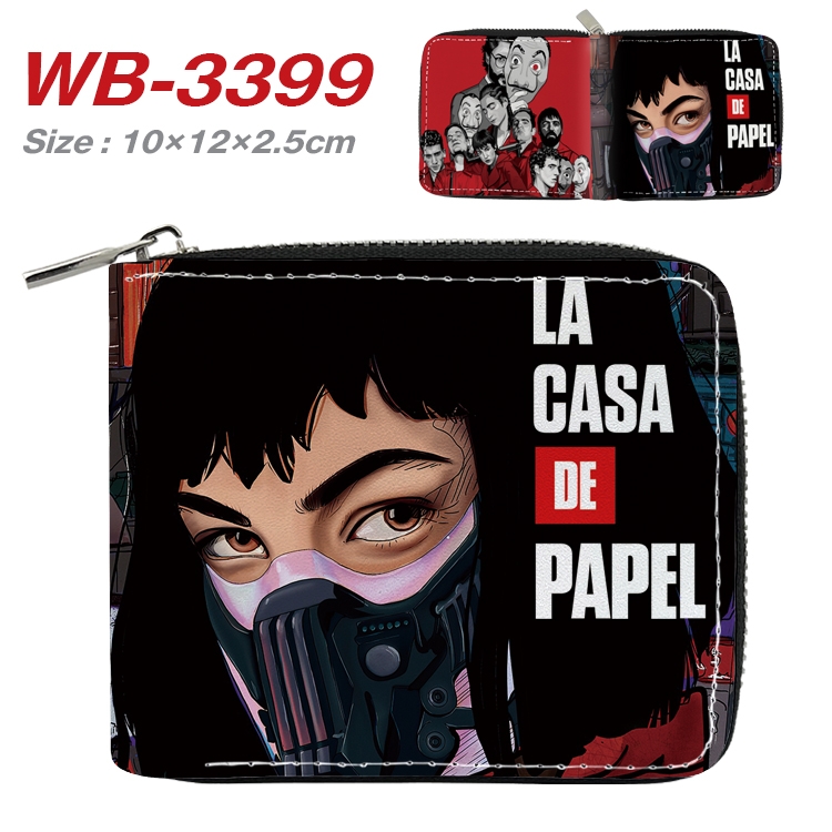 Money Heist  Anime Full Color Short All Inclusive Zipper Wallet 10x12x2.5cm  WB-3399A