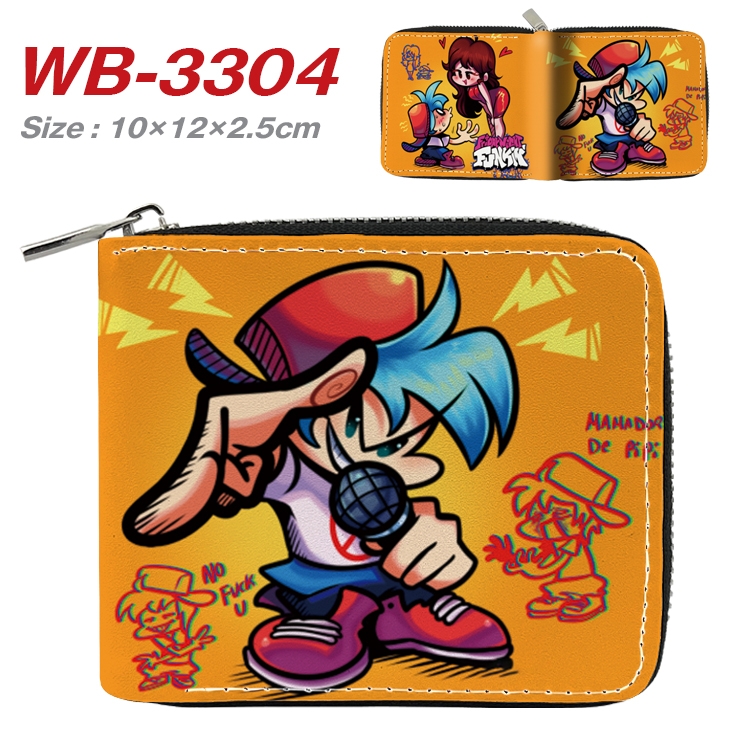 Friday Night Anime Full Color Short All Inclusive Zipper Wallet 10x12x2.5cm  WB-3304A