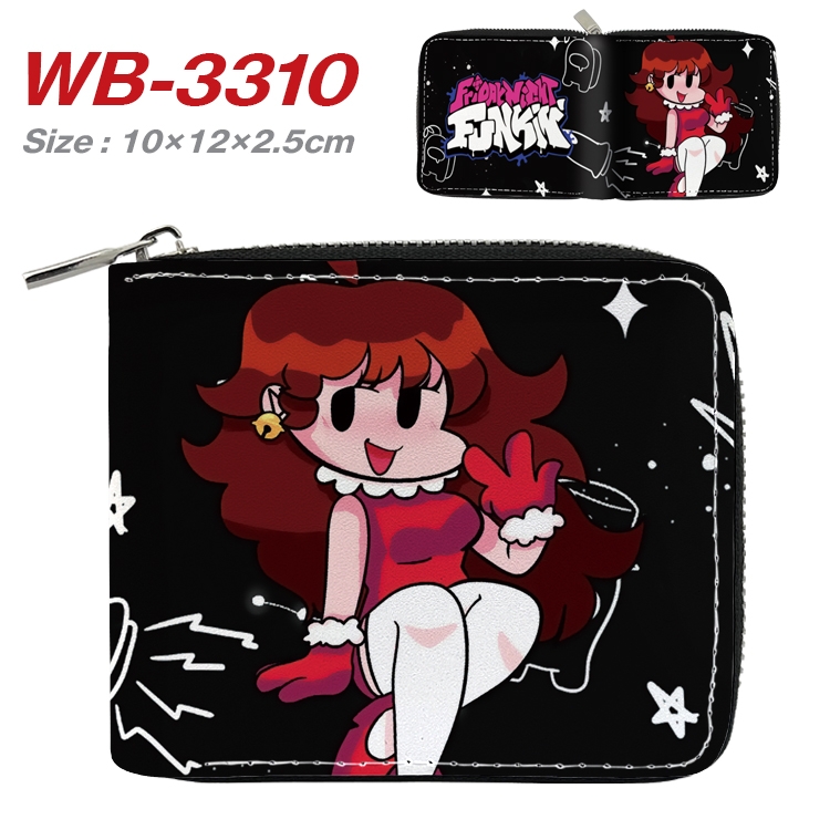 Friday Night Anime Full Color Short All Inclusive Zipper Wallet 10x12x2.5cm  WB-3310A