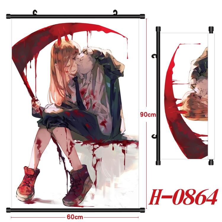 Chainsaw Man  Anime Black Plastic Rod Canvas Painting 60X90CM H0864