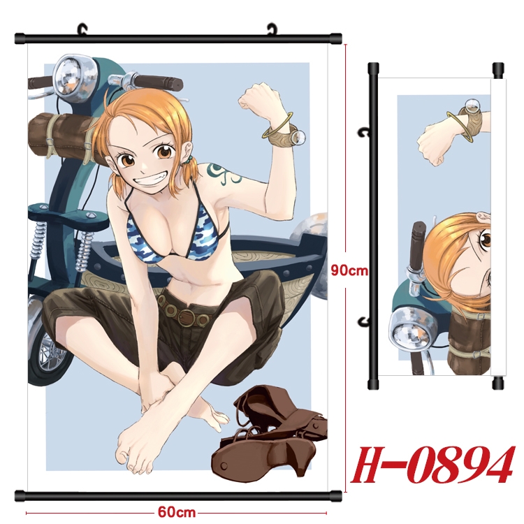 One Piece  Anime Black Plastic Rod Canvas Painting 60X90CM H0894