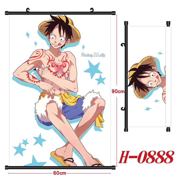 One Piece  Anime Black Plastic Rod Canvas Painting 60X90CM H0888