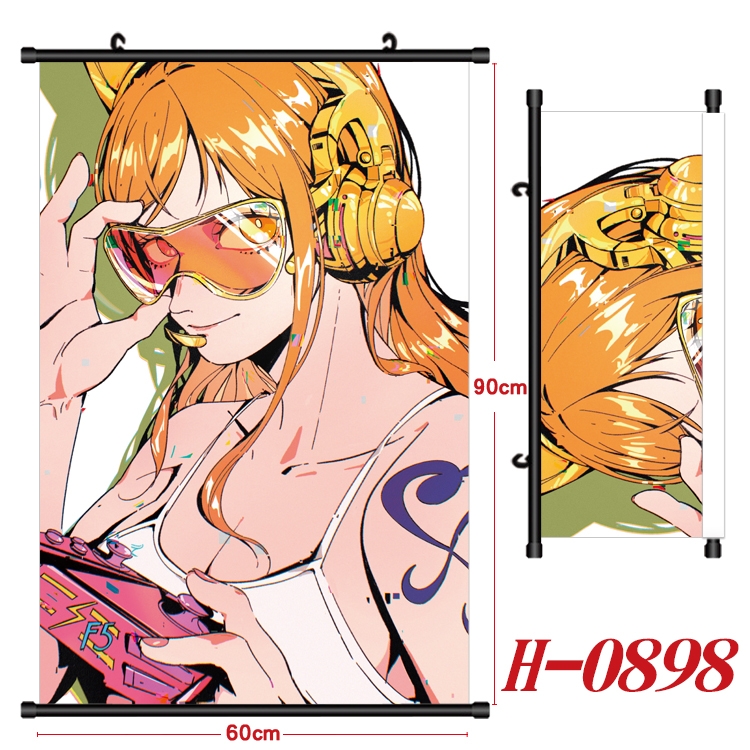 One Piece  Anime Black Plastic Rod Canvas Painting 60X90CM H0898