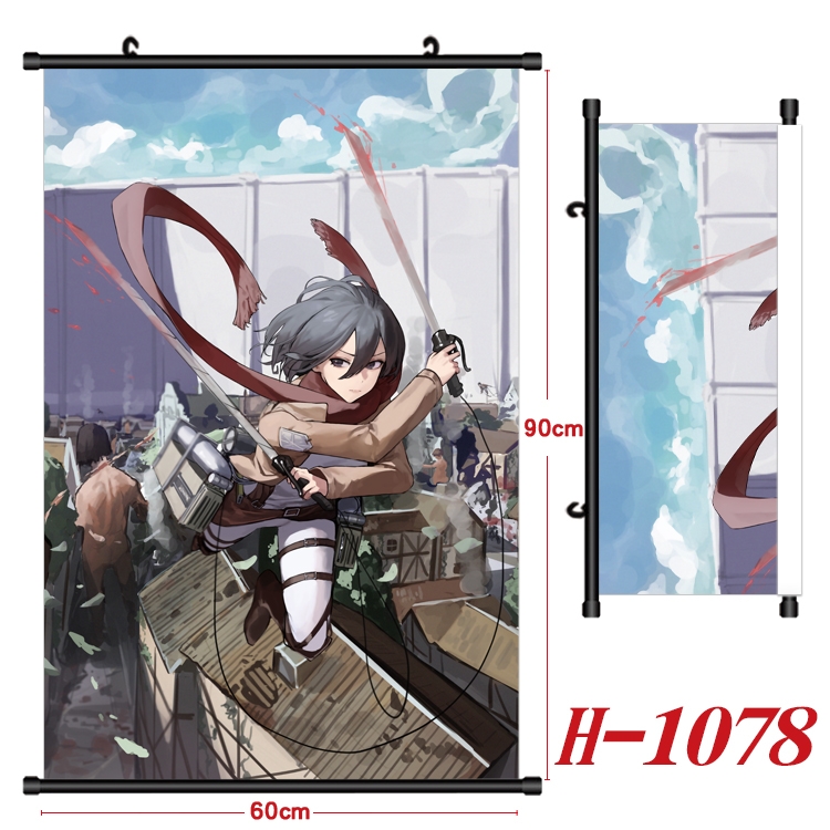 Shingeki no Kyojin  Anime Black Plastic Rod Canvas Painting 60X90CM H1078