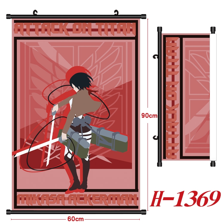 Shingeki no Kyojin  Anime Black Plastic Rod Canvas Painting 60X90CM H1369