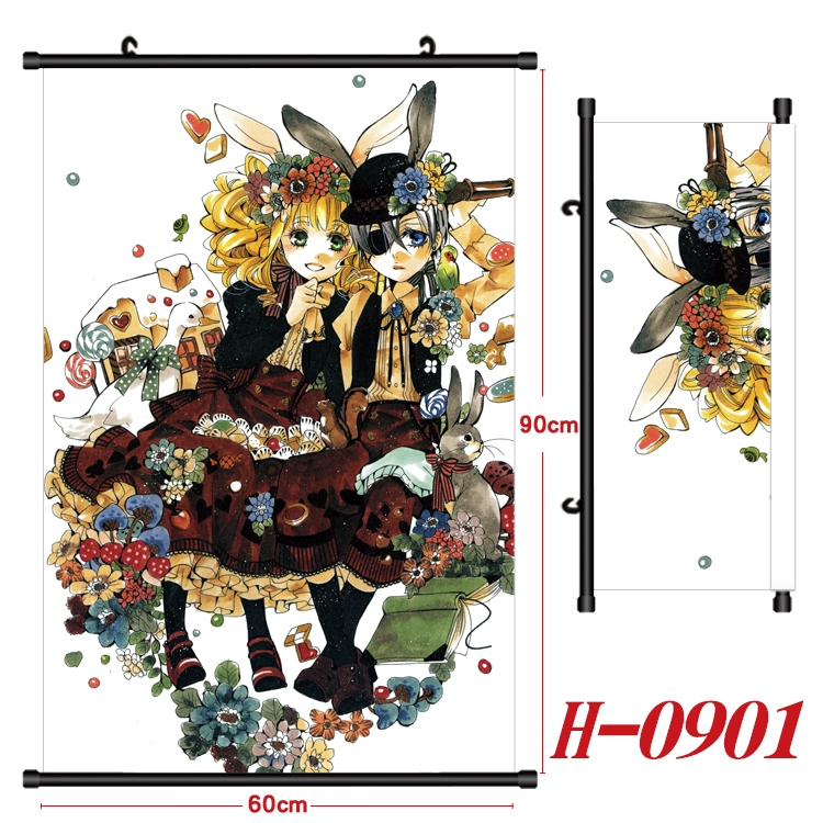 Kuroshitsuji  Anime Black Plastic Rod Canvas Painting 60X90CM H0901