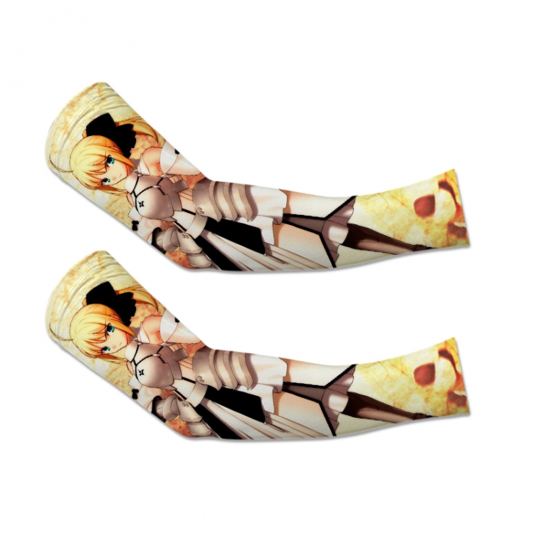 Fate stay night Anime Peripheral Printed Long Cycling Sleeves Sunscreen Ice Sleeves
