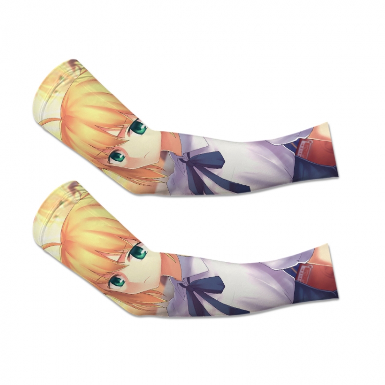 Fate stay night Anime Peripheral Printed Long Cycling Sleeves Sunscreen Ice Sleeves