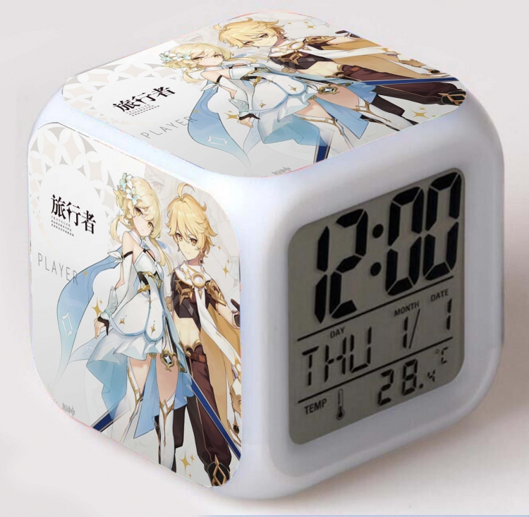 Genshin Impact  Colorful mood color changing boxed alarm clock