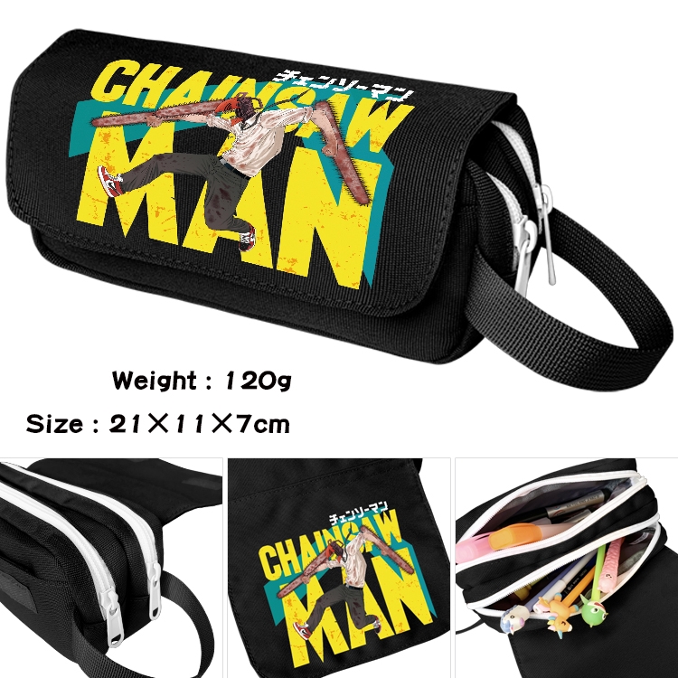 Chainsaw Man Anime Multifunctional Waterproof Canvas Portable Pencil Bag Cosmetic Bag 20x11x7cm