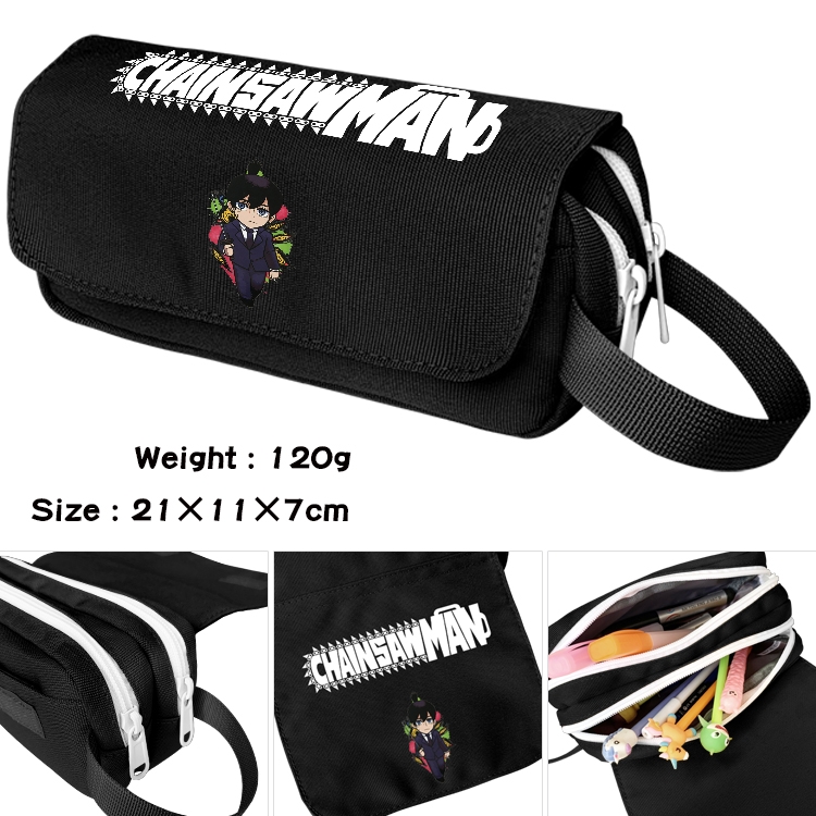 Chainsaw Man Anime Multifunctional Waterproof Canvas Portable Pencil Bag Cosmetic Bag 20x11x7cm