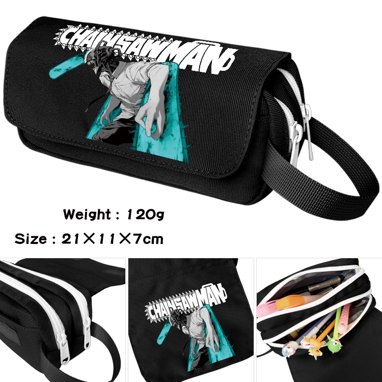 Chainsaw Man Anime Multifunctional Waterproof Canvas Portable Pencil Bag Cosmetic Bag 20x11x7cm