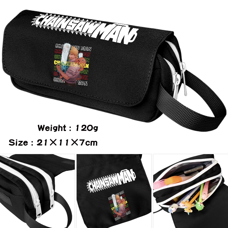 Chainsaw Man Anime Multifunctional Waterproof Canvas Portable Pencil Bag Cosmetic Bag 20x11x7cm