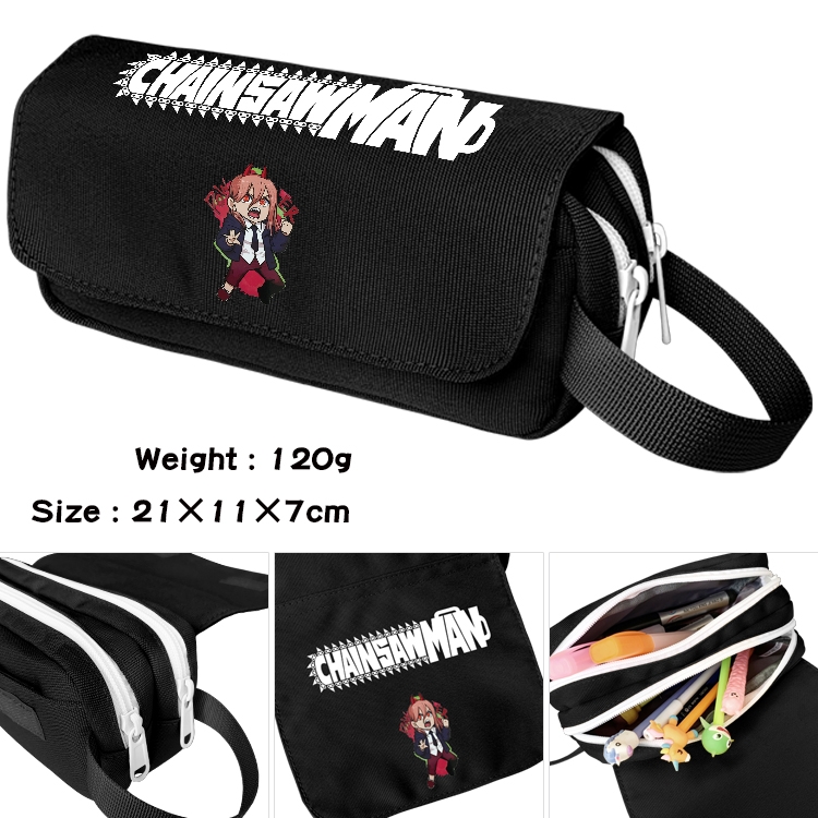 Chainsaw Man Anime Multifunctional Waterproof Canvas Portable Pencil Bag Cosmetic Bag 20x11x7cm