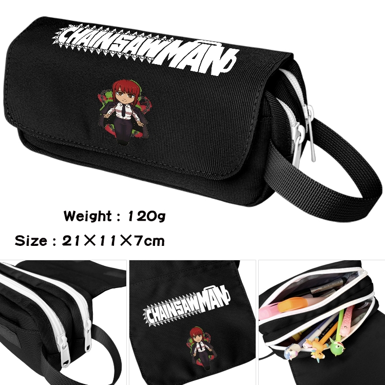 Chainsaw Man Anime Multifunctional Waterproof Canvas Portable Pencil Bag Cosmetic Bag 20x11x7cm