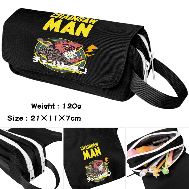 Chainsaw Man Anime Multifunctional Waterproof Canvas Portable Pencil Bag Cosmetic Bag 20x11x7cm