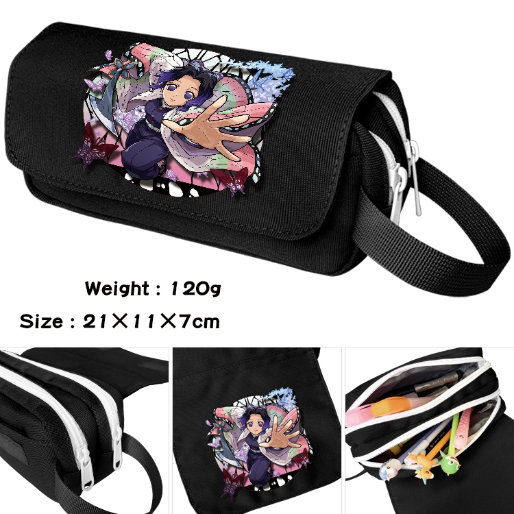 Demon Slayer Kimets Anime Multifunctional Waterproof Canvas Portable Pencil Bag Cosmetic Bag 20x11x7cm