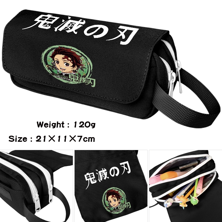 Demon Slayer Kimets Anime Multifunctional Waterproof Canvas Portable Pencil Bag Cosmetic Bag 20x11x7cm