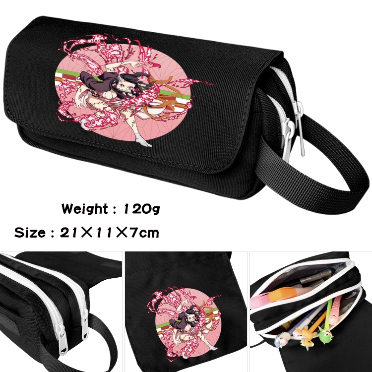 Demon Slayer Kimets Anime Multifunctional Waterproof Canvas Portable Pencil Bag Cosmetic Bag 20x11x7cm