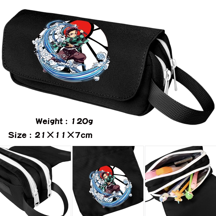 Demon Slayer Kimets Anime Multifunctional Waterproof Canvas Portable Pencil Bag Cosmetic Bag 20x11x7cm