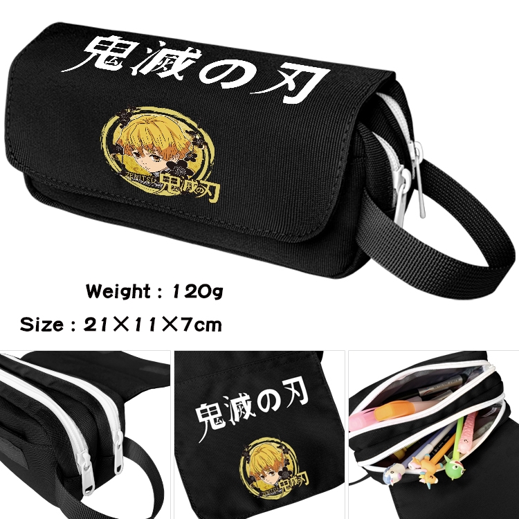 Demon Slayer Kimets Anime Multifunctional Waterproof Canvas Portable Pencil Bag Cosmetic Bag 20x11x7cm