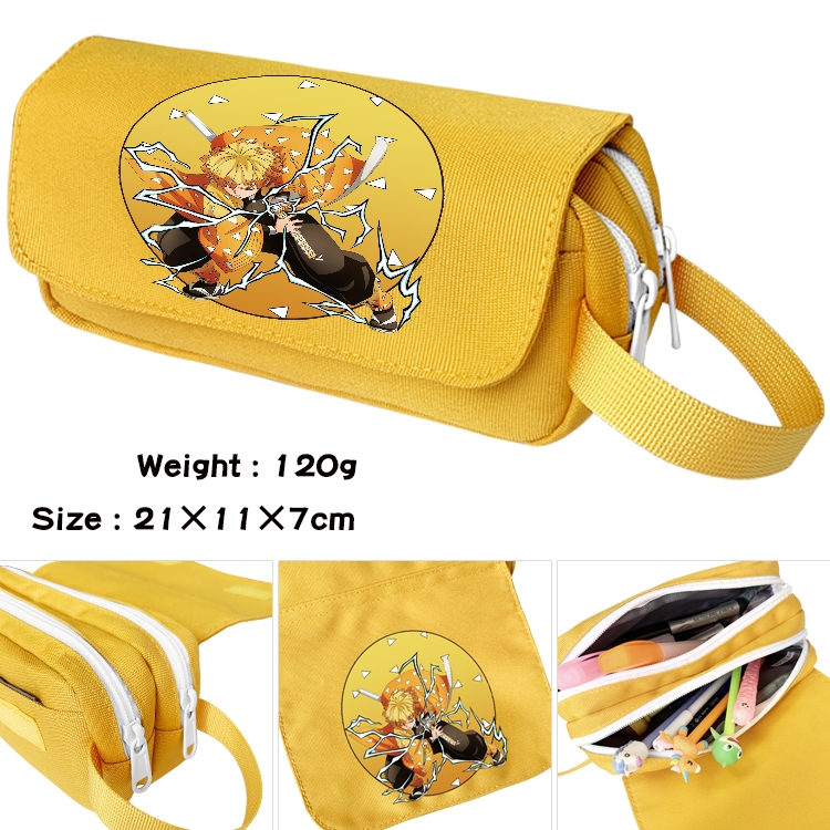 Demon Slayer Kimets Anime Multifunctional Waterproof Canvas Portable Pencil Bag Cosmetic Bag 20x11x7cm